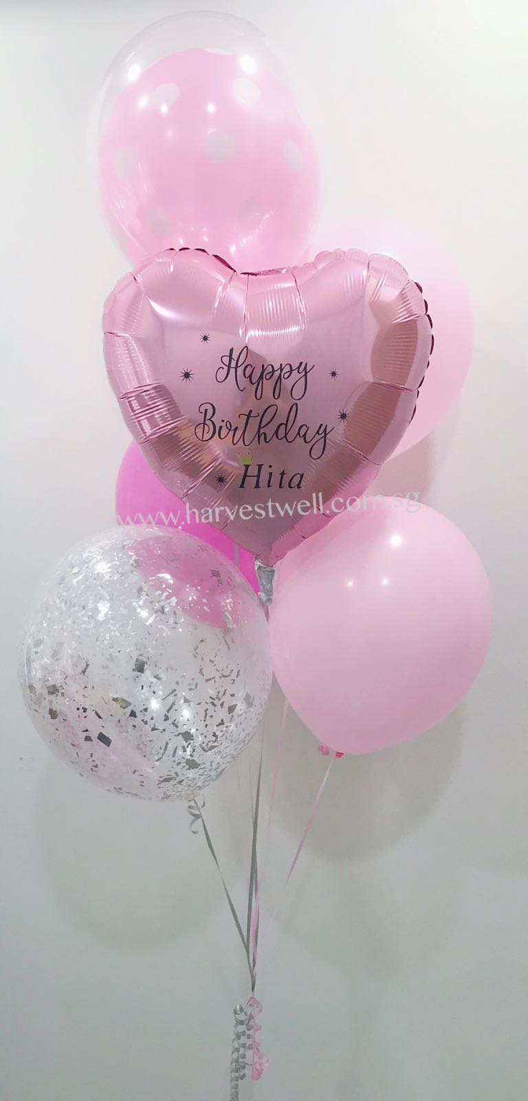 Customize Pink Birthday Balloon Bouquet